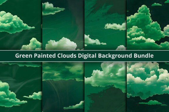 Download Green Painted Clouds Digital Backgrounds - Background Collection