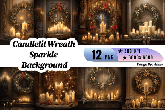 Download Candlelit Wreath Sparkle Background - Background Collection