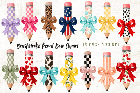 Download Brushstroke Pencil Bow Clipart PNG - Premium Bundle