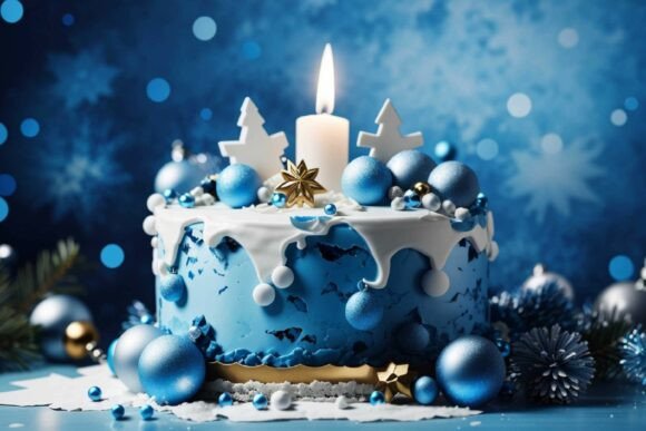 Download Blue Christmas Cake Background - Background Collection