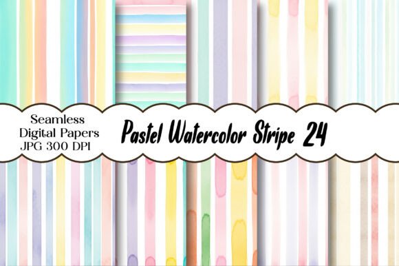 Download Pastel Watercolor Stripe Digital Paper - Stripe digital paper Collection