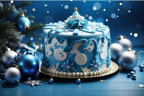 Download Blue Christmas Cake Background - Background Collection