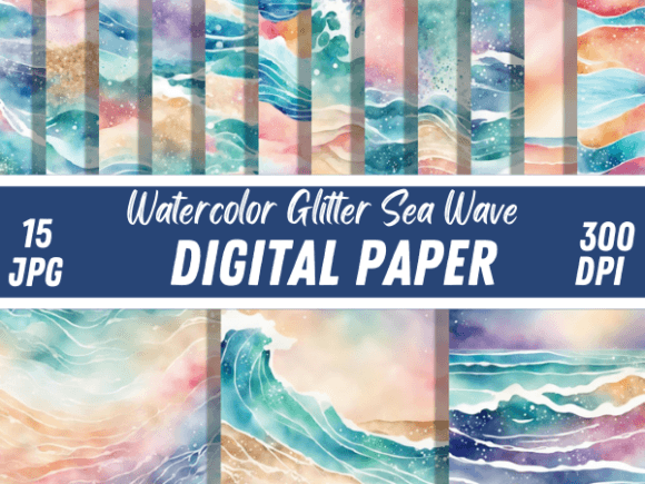 Download Watercolor Glitter Sea Wave Backgrounds - Background Collection
