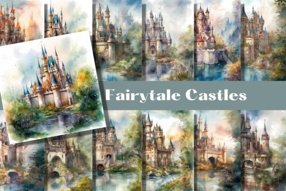 Download FAIRYTALE CASTLE Watercolor Backgrounds - Background Collection
