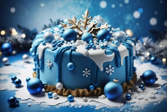 Download Blue Christmas Cake Background - Background Collection