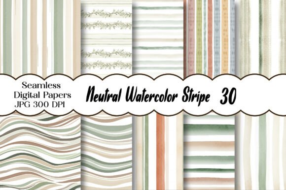 Download Neutral Watercolor Stripe Digital Paper - Stripe digital paper Collection