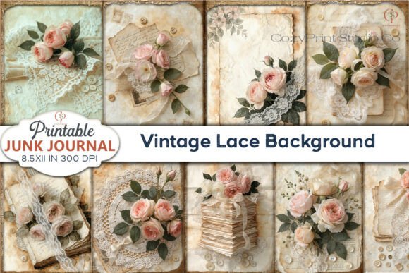 Download Vintage Lace Background Junk Journal - Background Collection