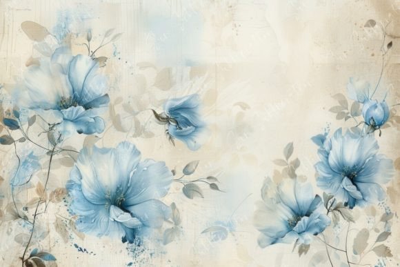 Download Elegant Blue Floral Artwork Background - Background Collection