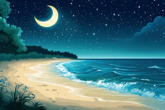 Download Night Ocean Beach Background Wallpaper - Background Collection