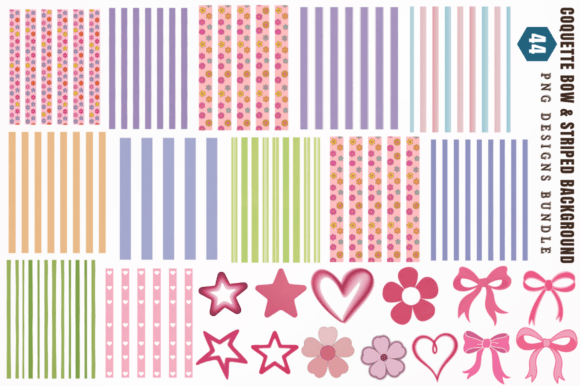 Download Coquette Bow &amp; Striped Background PNG De - Background Collection