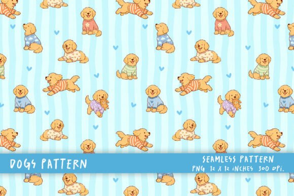 Download Cute Golden Dog Lover Striped Background - Background Collection