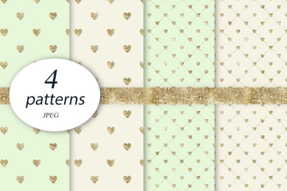 Download Gold Hearts Glamour Pastel Background - Background Collection