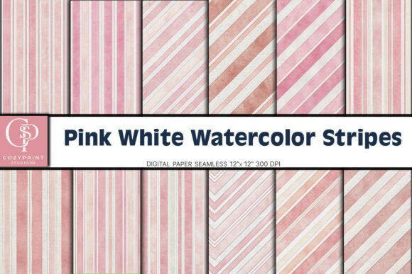 Download Pink White Watercolor Stripe Background - Background Collection